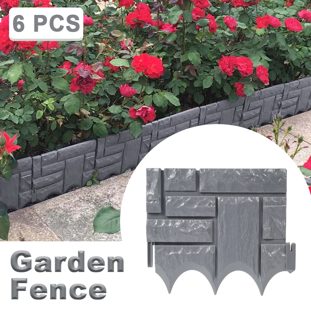 6 шт. серый садовый забор окантовка из камня с эффектом мощеного пластиковая для