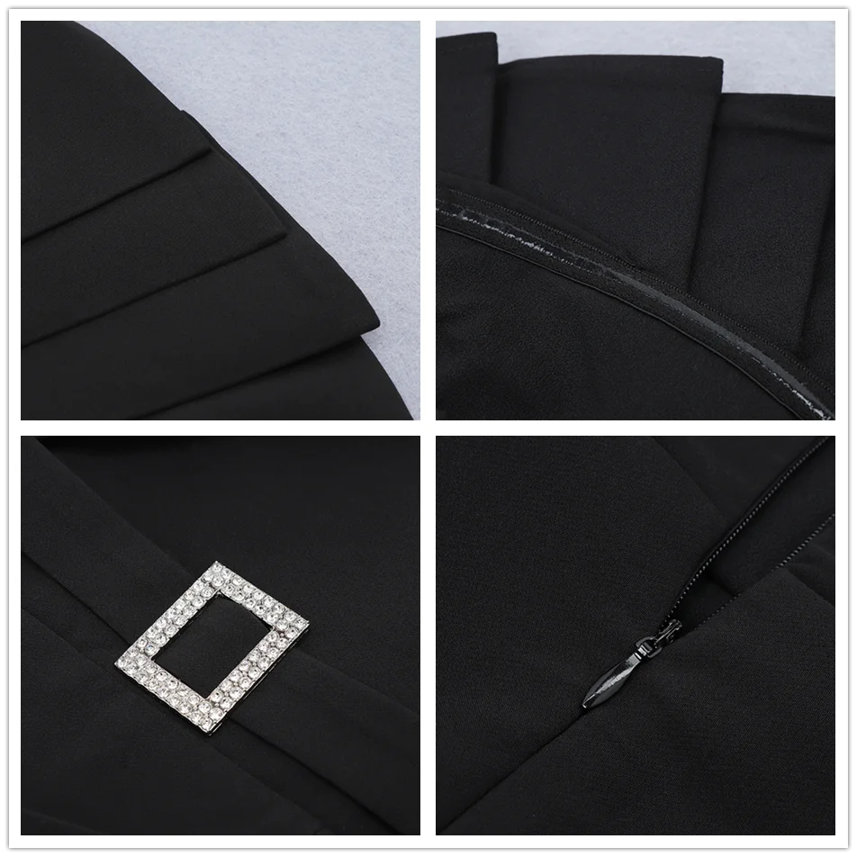 

Ailigou 2020 New Chic Black Dress Ruched Design Sashes Sexy Split Strapless Celebrity Party Club Midi Dress Vestidos