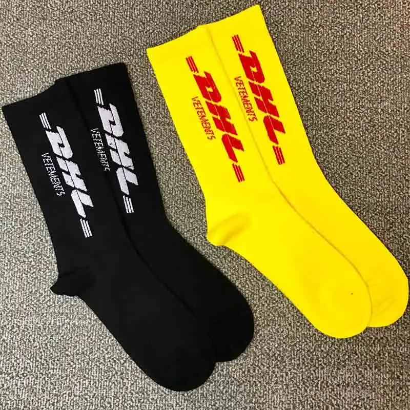 VETEMENTS, DHL, спортивные длинные носки без пятки, мужские, женские, хип-хоп, DHL, носки для скейтборда, уличные, хипстерские, DHL, хлопковые носки
