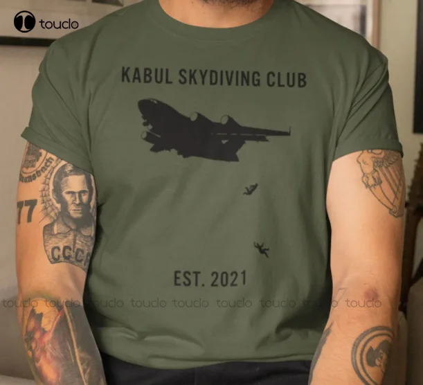 

Футболка в стиле милитари, зеленая, из хлопка, большие размеры