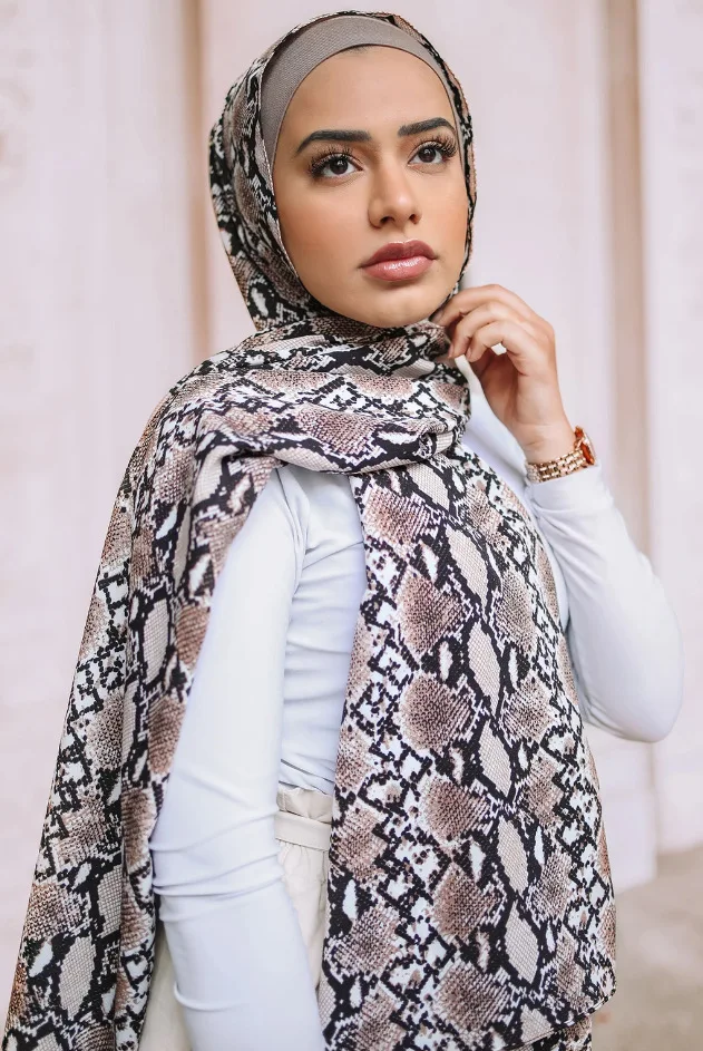 Длинная шаль с принтом из змеиной кожи в европейском и американском стиле