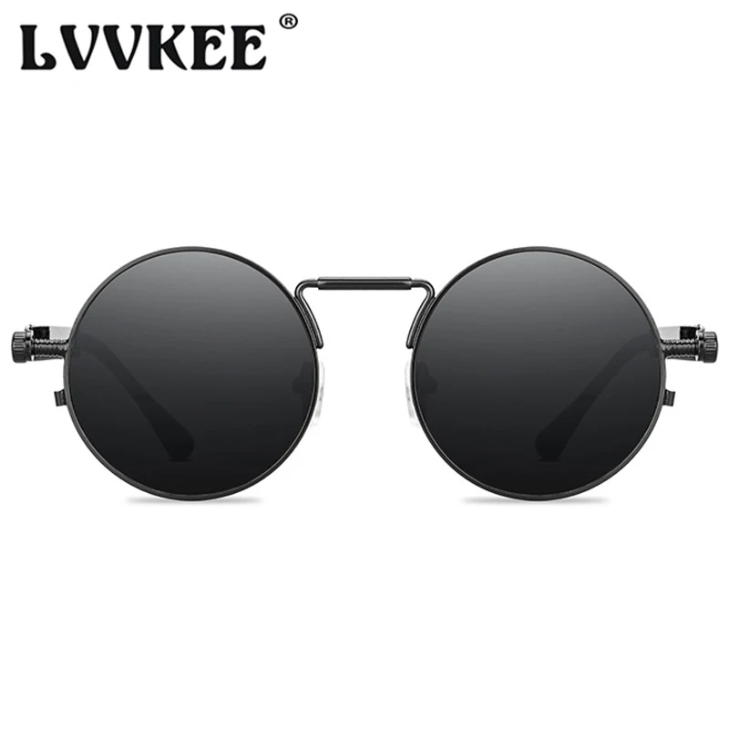 LVVKEE классические круглые солнцезащитные очки в стиле стимпанк для мужчин и женщин ретро фирменный дизайн зеркальные солнцезащитные очки металлические пружины панк очки