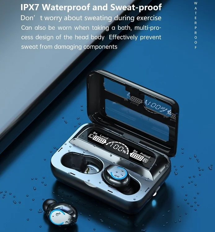 

Touch Control Three Real Battery Display Mirror Power Bank Earphones Wireless Headphones Blututh Earphones
