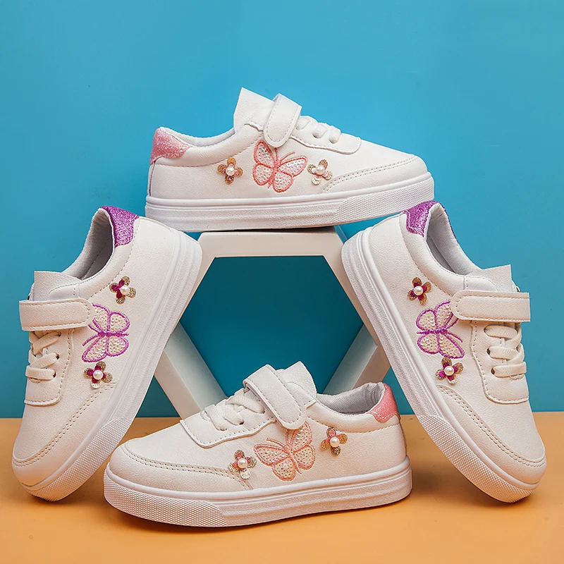 Детская обувь для девочек спортивная Белые студенческие кроссовки Повседневная