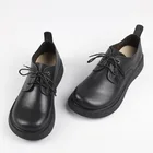 Женские высокие кроссовки на плоской подошве, осенние туфли-оксфорды из 100% натуральной кожи на плоской подошве, со шнуровкой