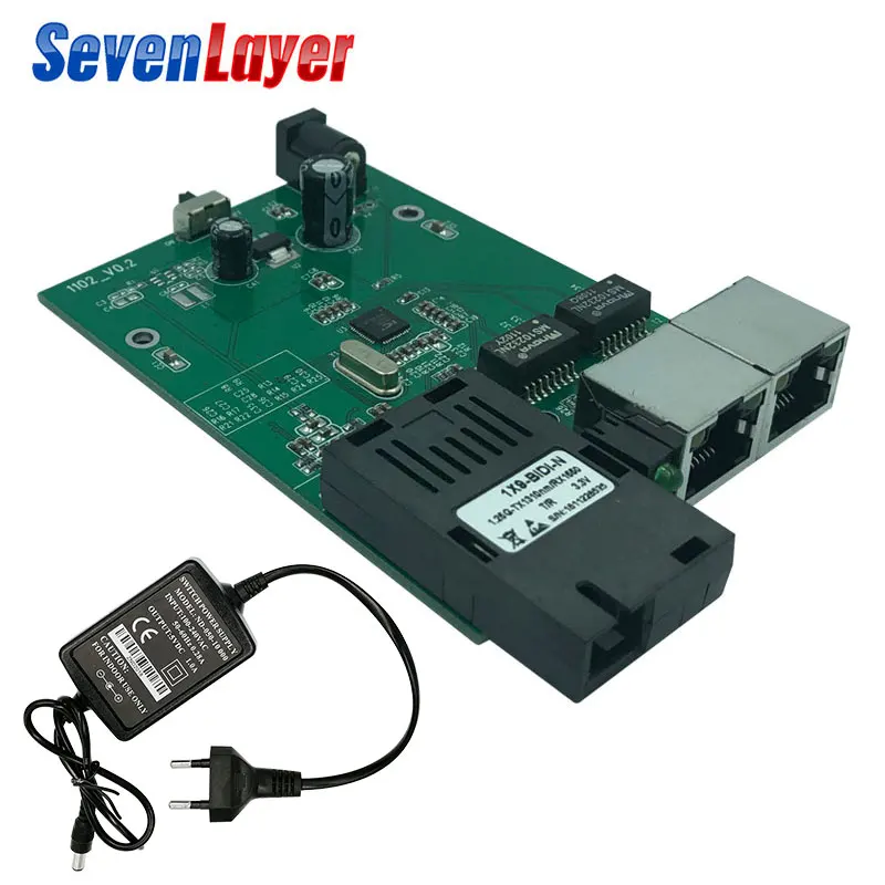 1 SC 2 RJ45 Быстрый Ethernet-коммутатор 10/100 м волоконно-оптический 20 км медиа-конвертер одномодовый волоконно-оптический Порты и разъёмы печатной платы