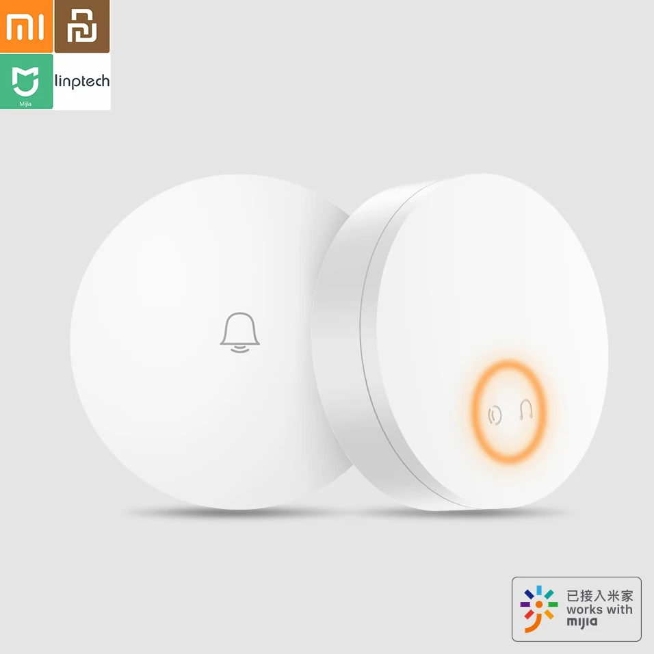 Беспроводной дверной звонок Mijia Linptech самообеспечивающийся энергией с Wi-Fi