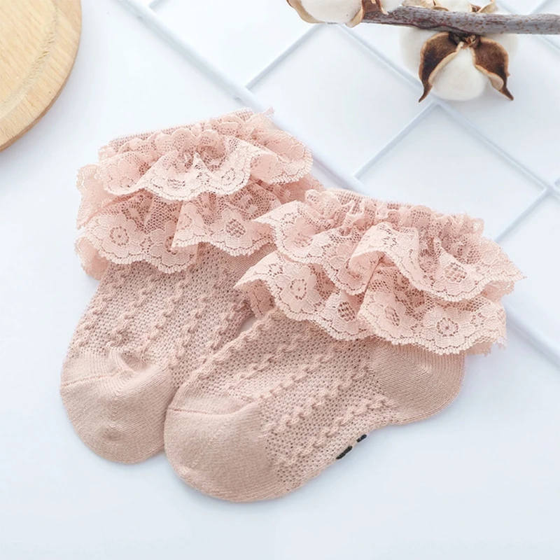 

1 Pair Baby Girls Socks Lace Ruffle Spring Summer Cotton Mesh Thin Socks Newborn Infant Children Kids Casual Princess Socks 6Mon