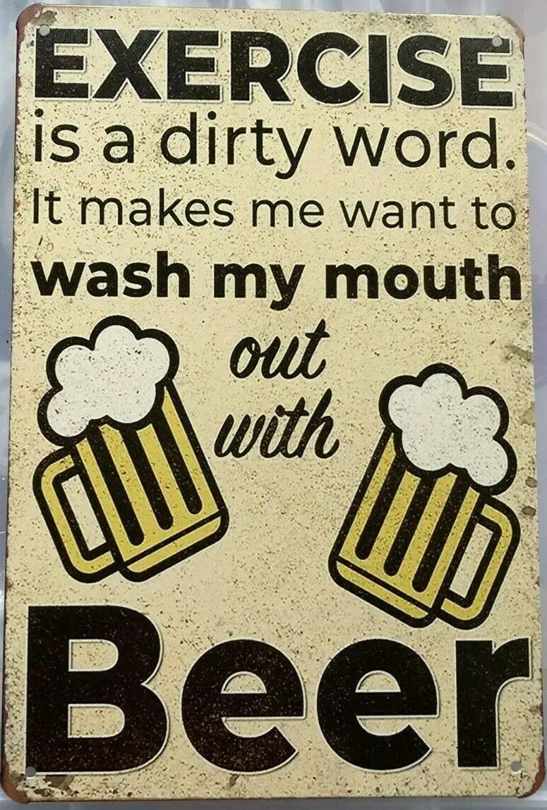 

Винтажный жестяной знак для упражнений, напитков, пива в рустикальном стиле, винтажные металлические жестяные знаки, деревенский постер, На...