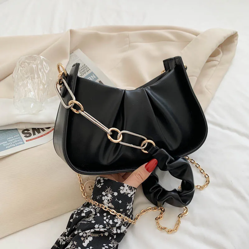 

2021 New Woman Shoulder Bag High Quality PU Chain Diagonal Small Bag Luxury Designer Handbag Underarm Bag 2021 Summer Female Bag