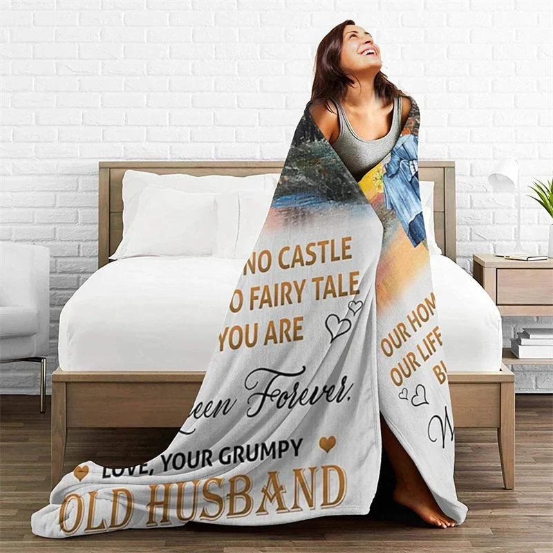 

To My Wife Soft Plush Gift Flannel Microfiber Fleece Bedspread Sherpa 3D-Printed Blanket Couch Bedroom Decorative