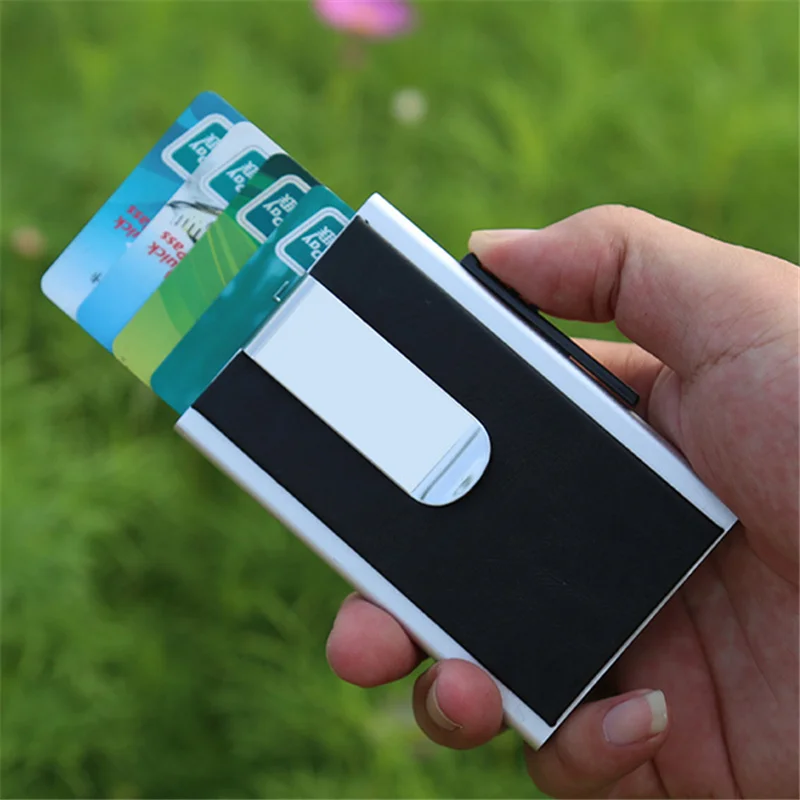 Алюминиевый карбоновый Металлический Мини зажим для денег RFID чехол кредитных