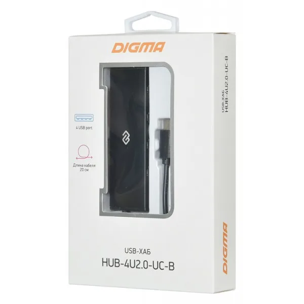 Разветвитель usb-c digma hub-4u2.0-uc-b 4порт. черный | Компьютеры и офис