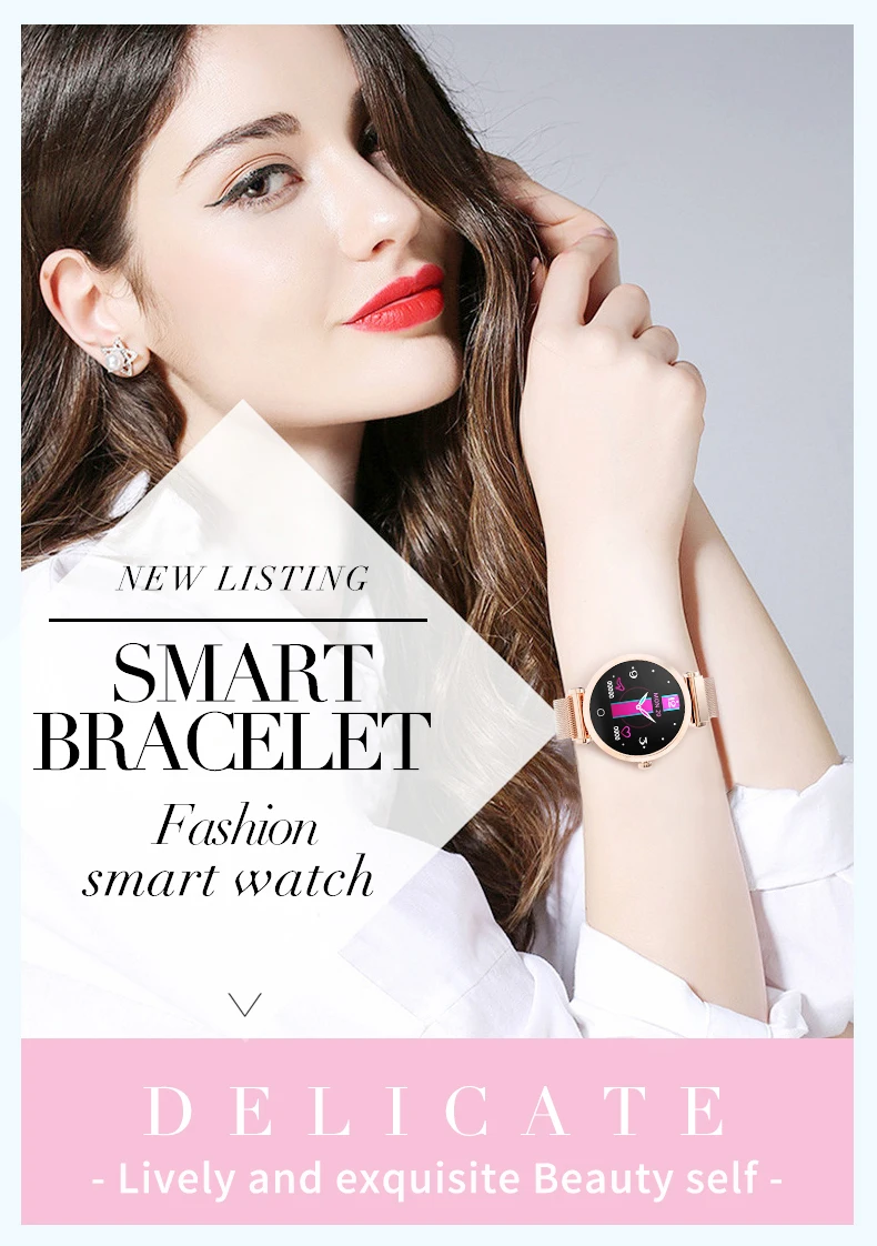 Для женщин модные часы Smart watch монитор сердечного ритма, с экраном сердцебиения, умные часы, Для мужчин умные часы Фитнес часы-браслет