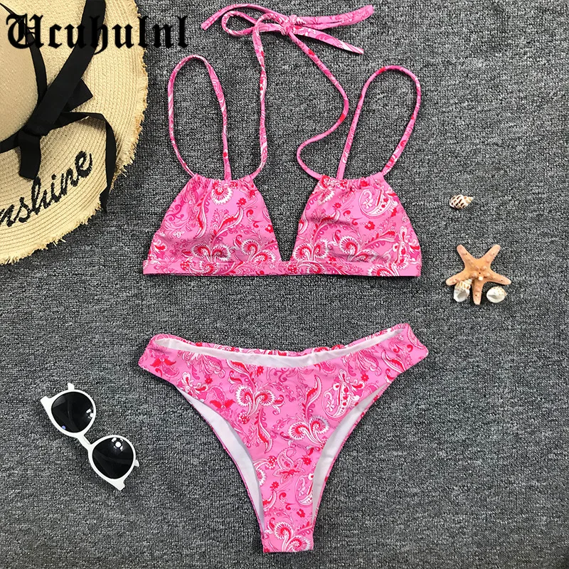 

Lolita Summer Print Micro Bikini Women Sexy Fashion Two-Piece Bikini Bandage Swimwear Swimsuit Beachwear Set