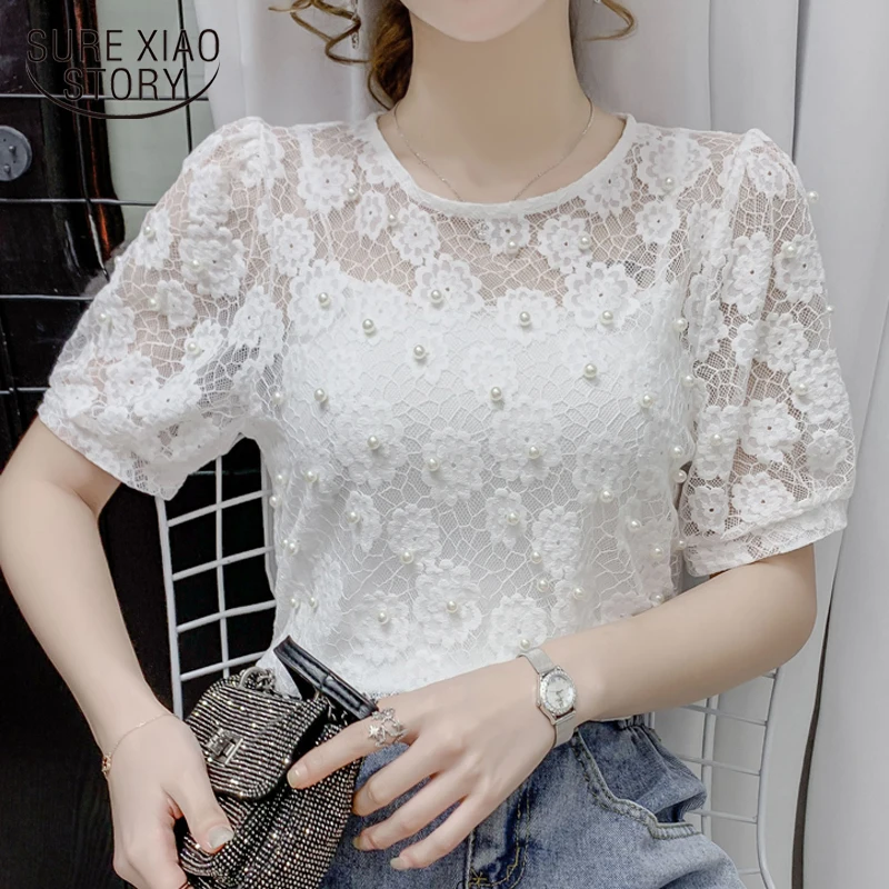 

2021 летняя рубашка Сексуальная кружевная рубашка с О-образным вырезом, модная Стиль универсальная рубашка с Слинг Кружева шифоновая блузка ...