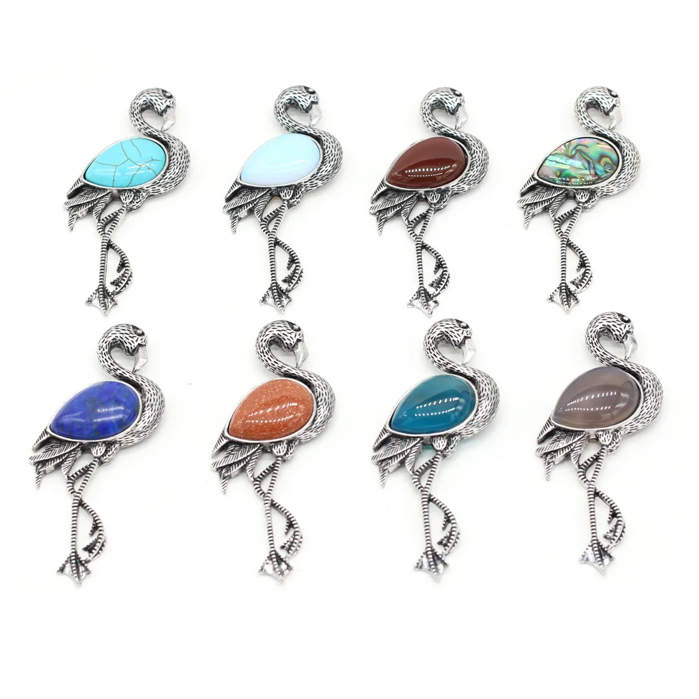 

Women Brooch Natural Stone Ostrich-Shaped Pendant For Jewelry Making DIY Necklace Bracelet Clothes Shirts Accessory
