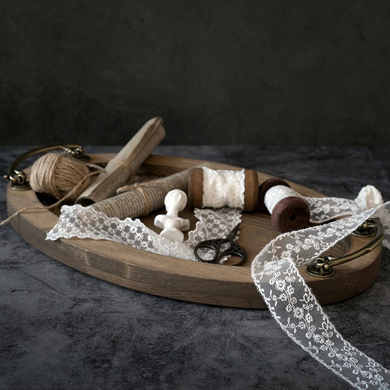 Японский деревянный поднос ручной работы эллипский поддон для чая торта