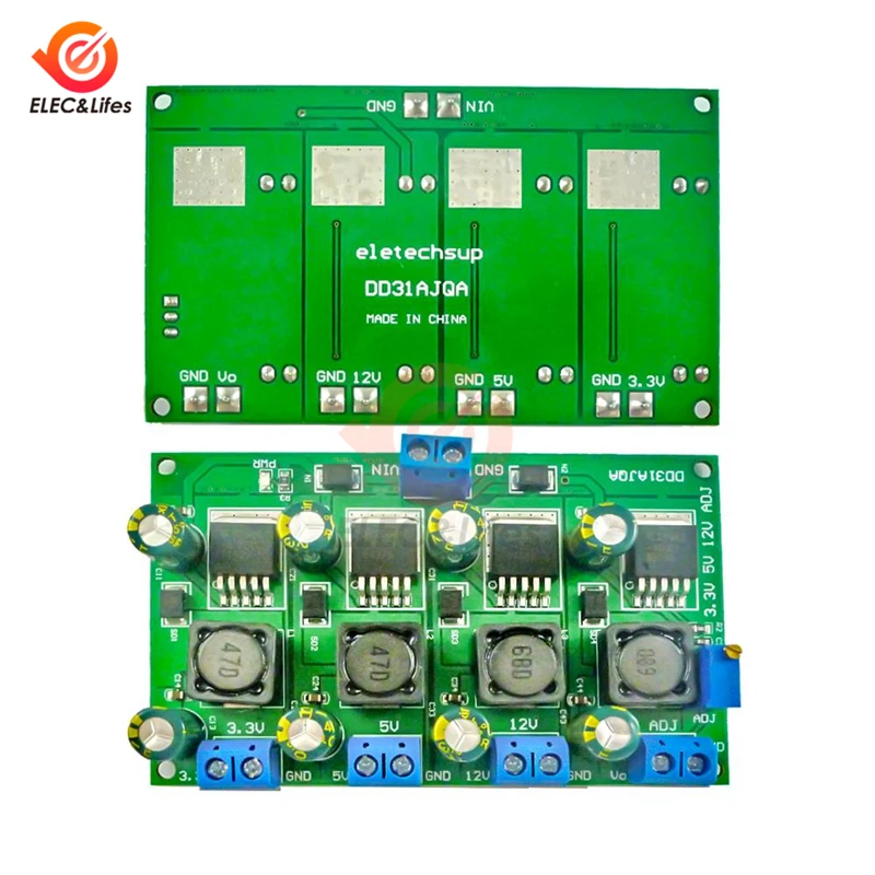 3A 4-канальный понижающий преобразователь постоянного тока от 4 5-30 В до 3 5 12 модуль