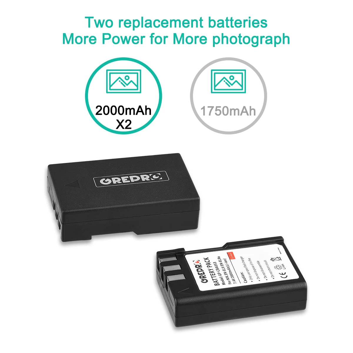 Аккумулятор 2000 мАч для телефона с двойным зарядным устройством камеры Nikon D3000 D5000
