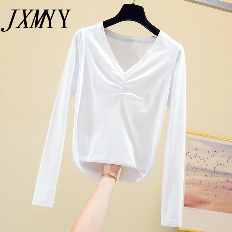 JXMYY 2021 модный осенний Новый продукт Удобная плиссированная Однотонная рубашка с
