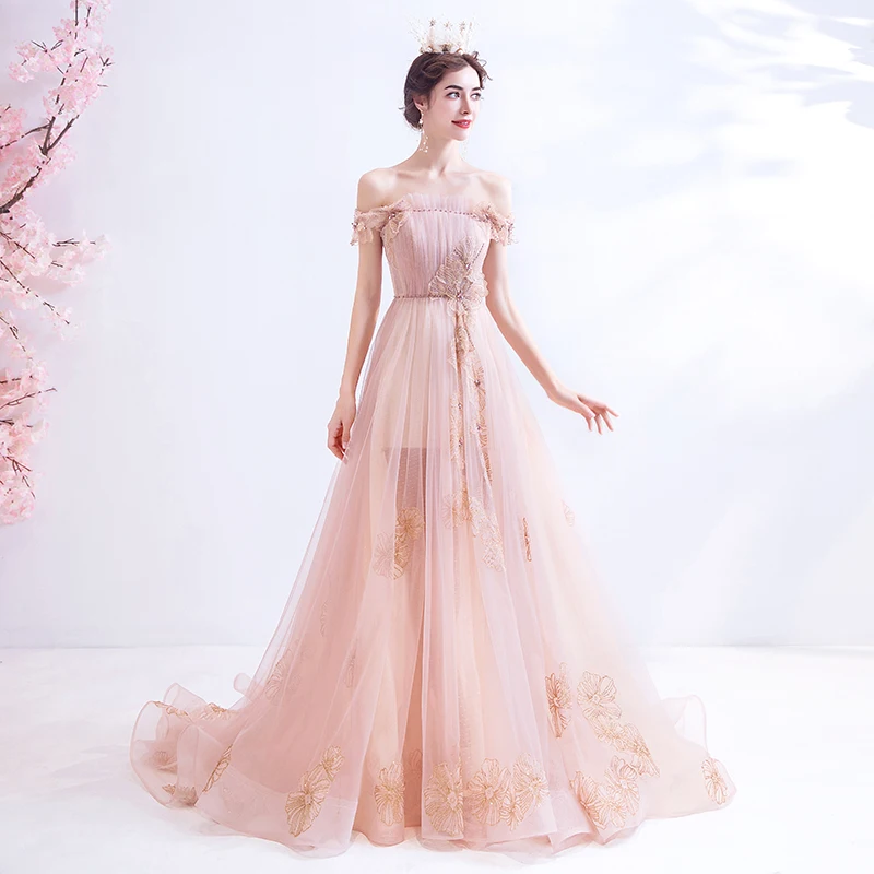 Розовое Пышное Платье с вырезом лодочкой на спине без Бретелек Милое милое