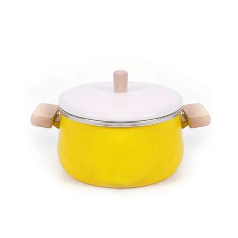 Фарфоровая эмалированная кастрюля для молока цветная супа с антипригарным