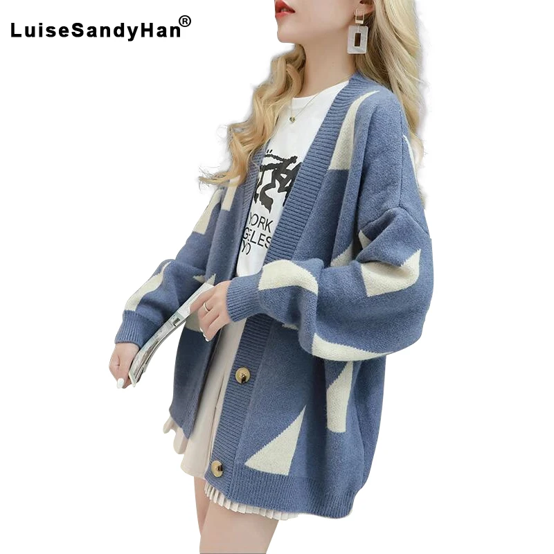 

Женский свитер, кардиган, однотонный, длинный рукав, геометрический, свободный, Джокер, Ранняя осень 2022, Новая Вязаная куртка