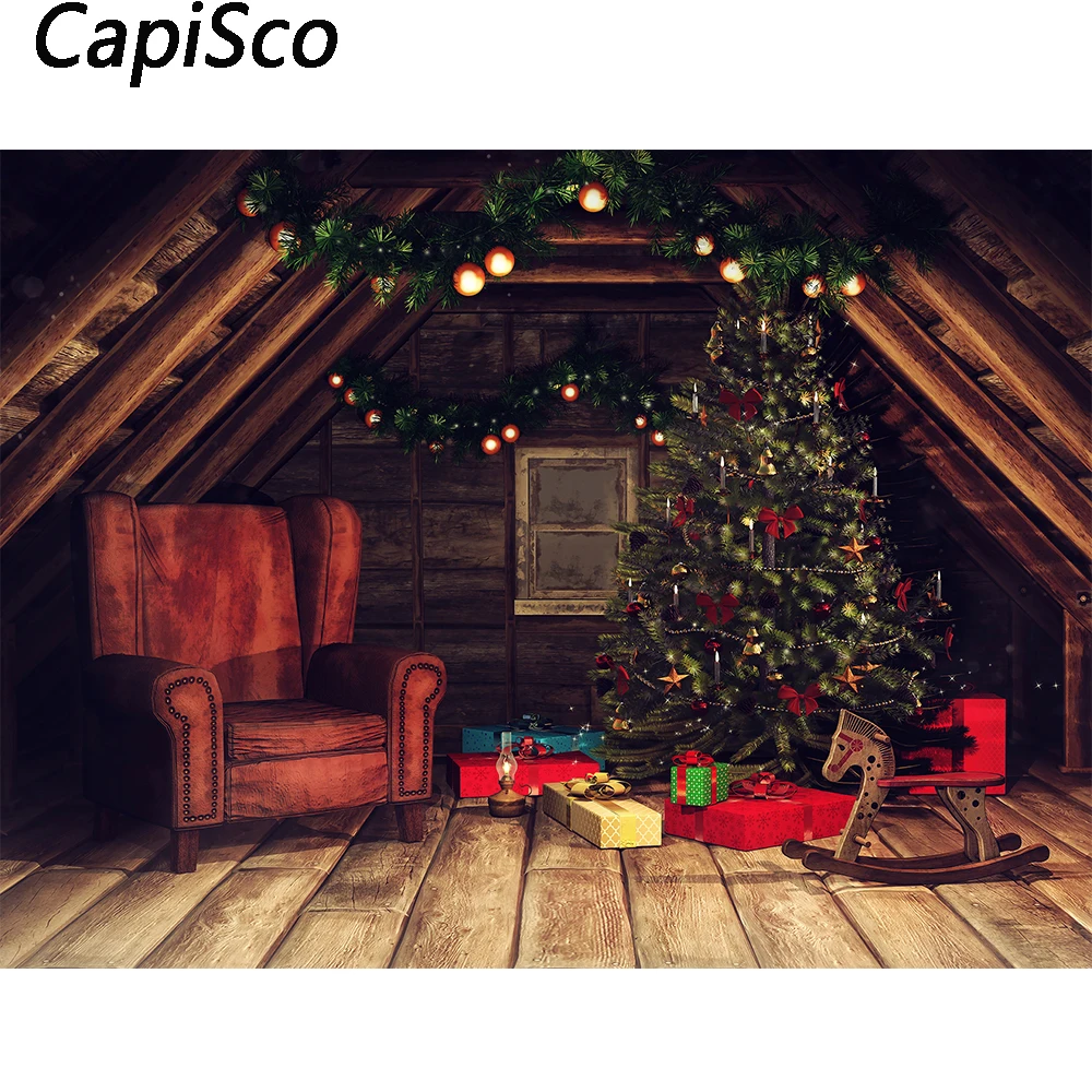 

Capisco Winter Christmas Backdrop Xmas Fireplace Decoration Retro Photoshoot Kids Portrait Photo Props Studio Booth Background