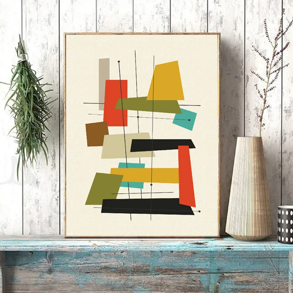 Современный абстрактный постер среднего века ретро настенная Картина на холсте