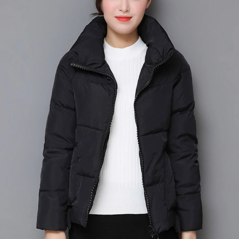 

Parkas Womens Winter Stand Collar Short Style Chic 2020 4XL Thicker Thermal Fashion Waterproof Polyester Padded Candy Color New
