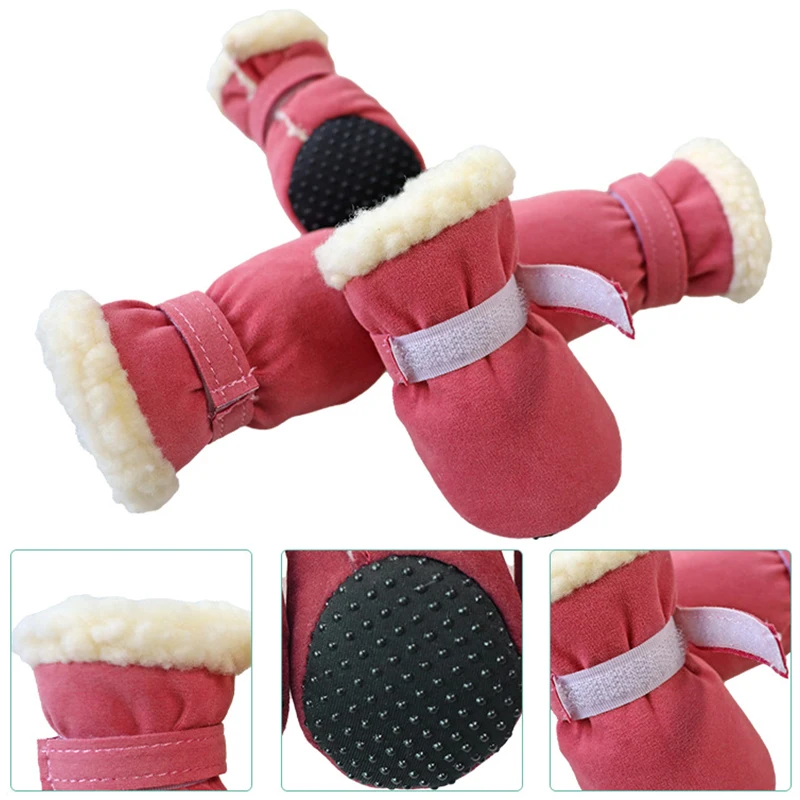 New 4pcs Waterproof Pet Dog Shoes Anti-slip Rain Snow Boot Footwear Thick Warm For Small Cats Dogs Puppy Socks Booties |