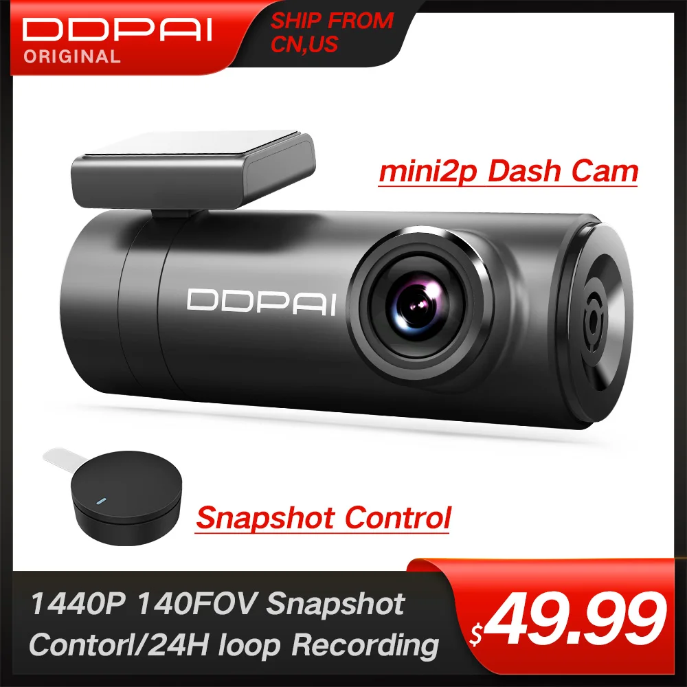 DDPai Mini2P Автомобильный видеорегистратор без искажений 2K Ultra HD 1440P Автомобильный видеорегистратор широкий динамический диапазон 140 ° широкоугольный объектив g-сенсор WiFi