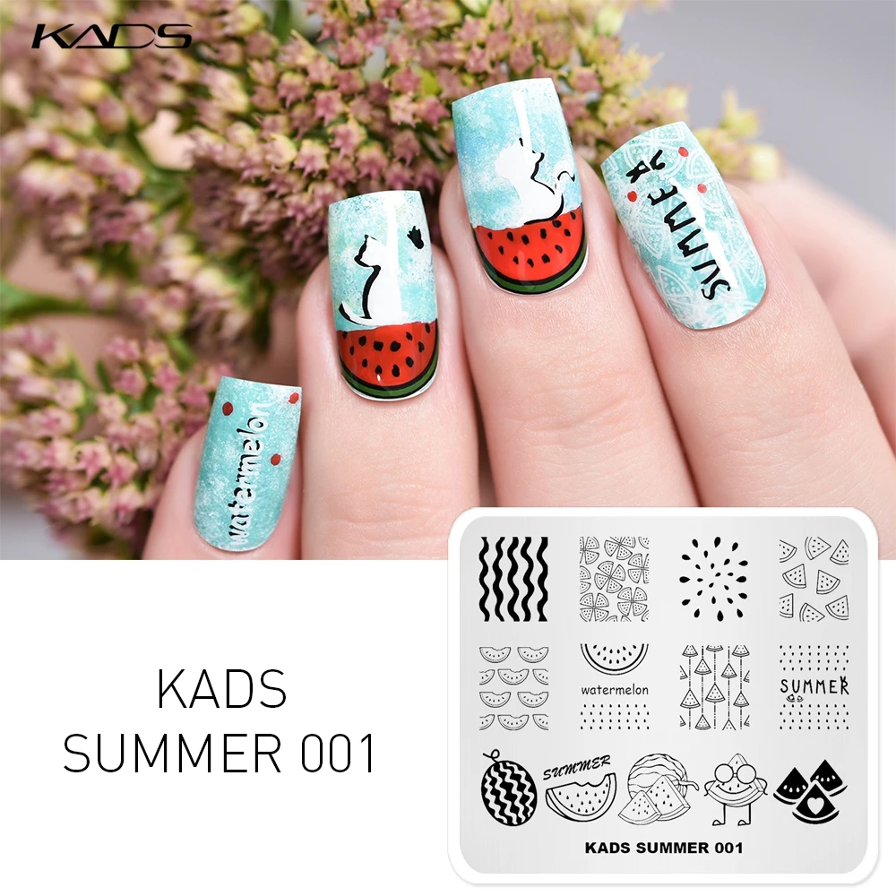 KADS Лето 001 арбузный дизайн шаблоны для дизайна ногтей пластина с изображениями