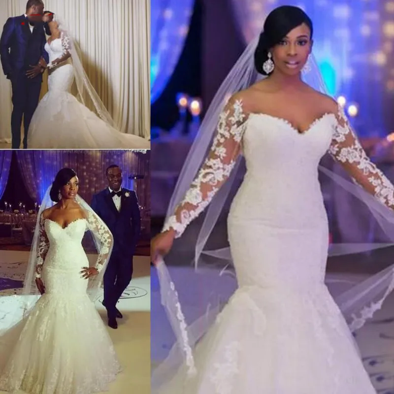 Кружевные свадебные платья с длинным рукавом юбка-годе Турция женское свадебное
