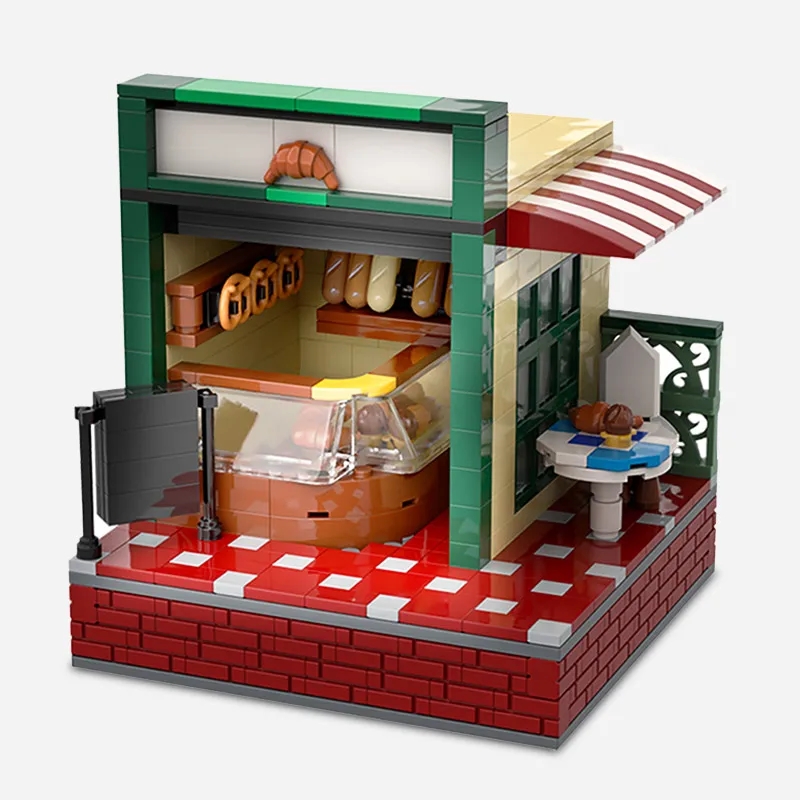 

Food Bakery Shop City Street View Bricks Architecture Store House Model MOC Building Blocks Kids Educational DIY Toys Xmas Gift