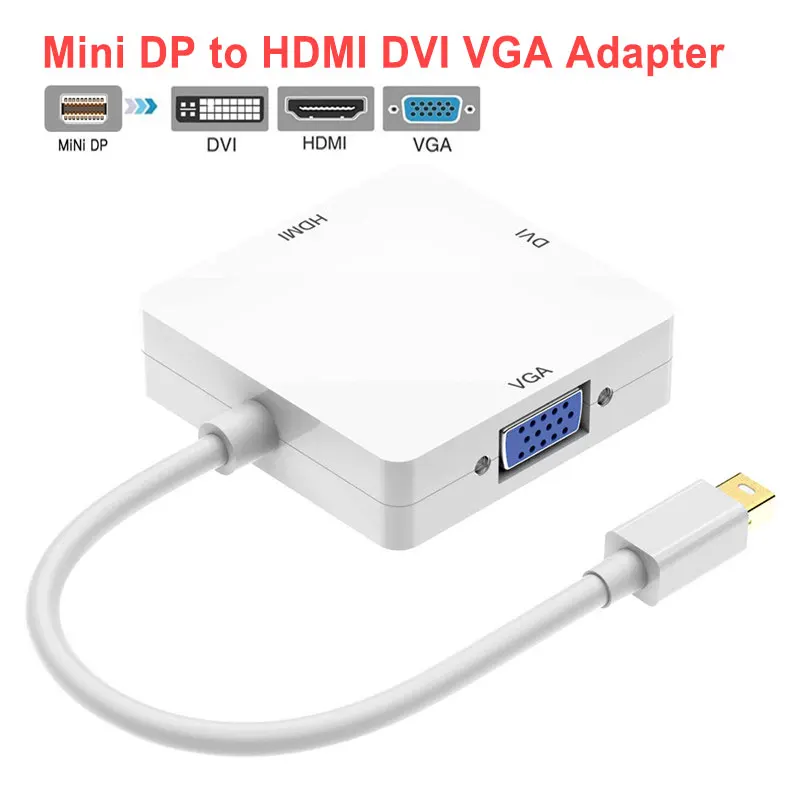 

3 in 1 Display Port Thunderbolt to DVI VGA HDMI cable for Apple iMac MacBook Display Port Converter DP to VGA DP to HDMI Adapter