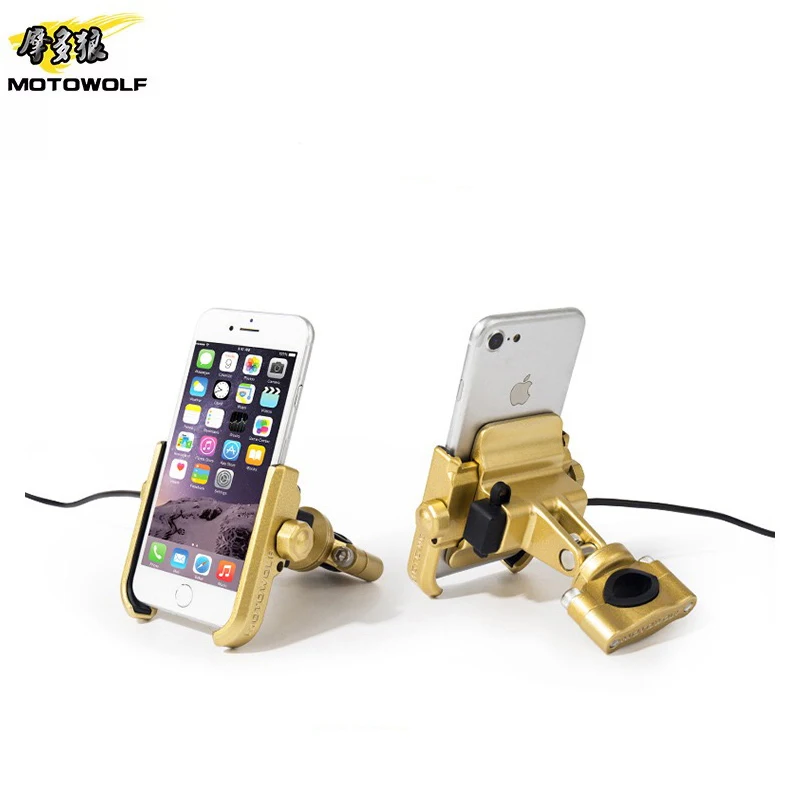 Поддержка зарядки USB 360° Алюминиевый сплав держатель для телефона на руль мотоцикла/многофункциональная сумка для путешествий.