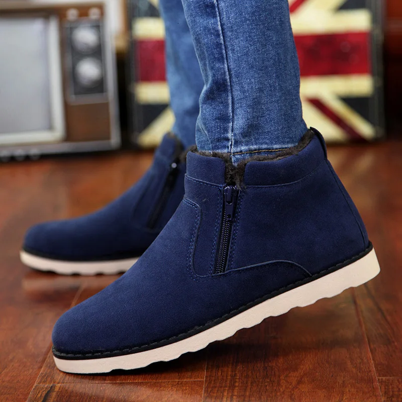Men Boots Men Winter Shoes Plus Size 37-47 Warm Ankle Botas Hombre For Leather Winter Boots Shoes Men Plush Winter Sneakers Mens