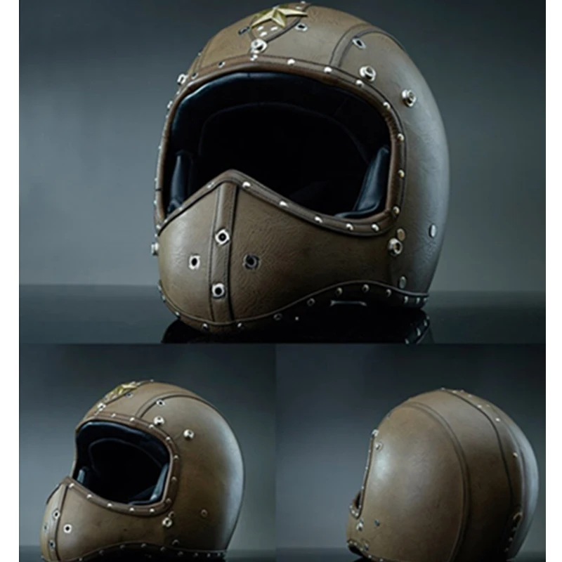 Мотоциклетный шлем в стиле ретро мотоциклетный с закрытым лицом кафе