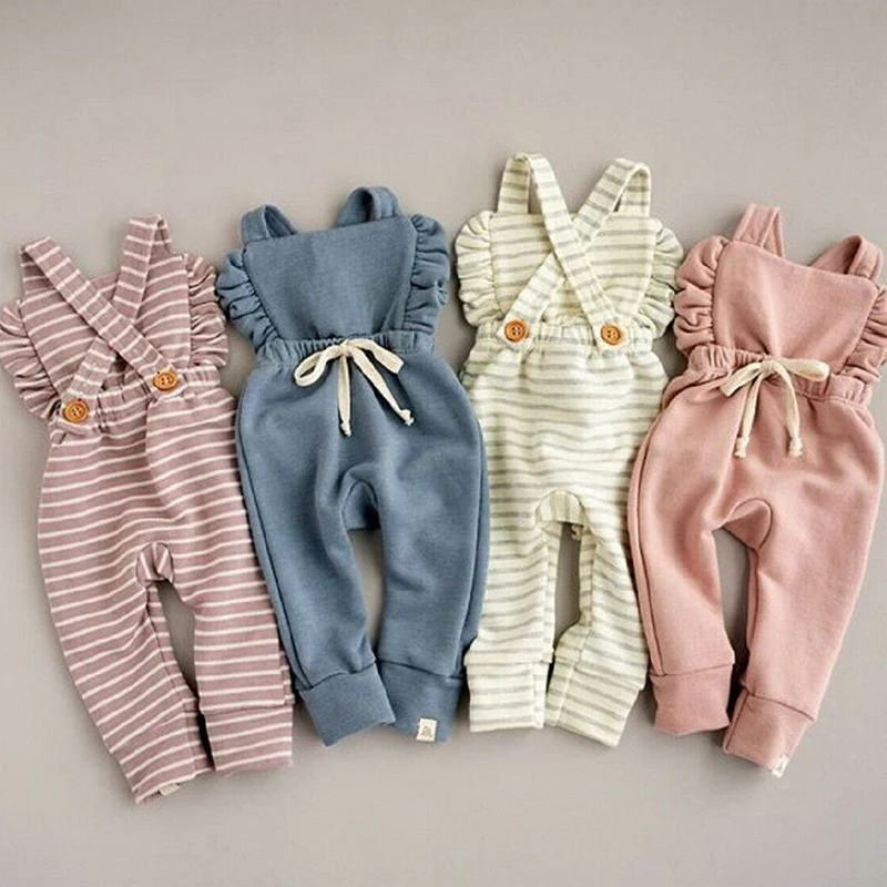 Одежда для новорожденных девочек с газовым ремешком комбинезон в полоску