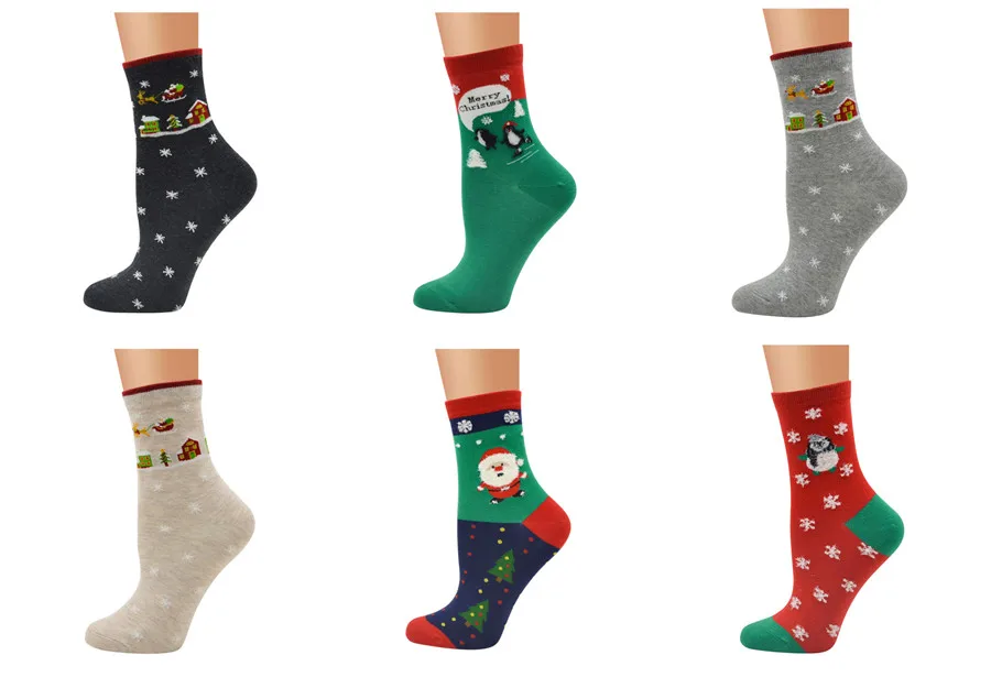 Носки Санта Клауса женские носки из чистого хлопка милые с мультяшными