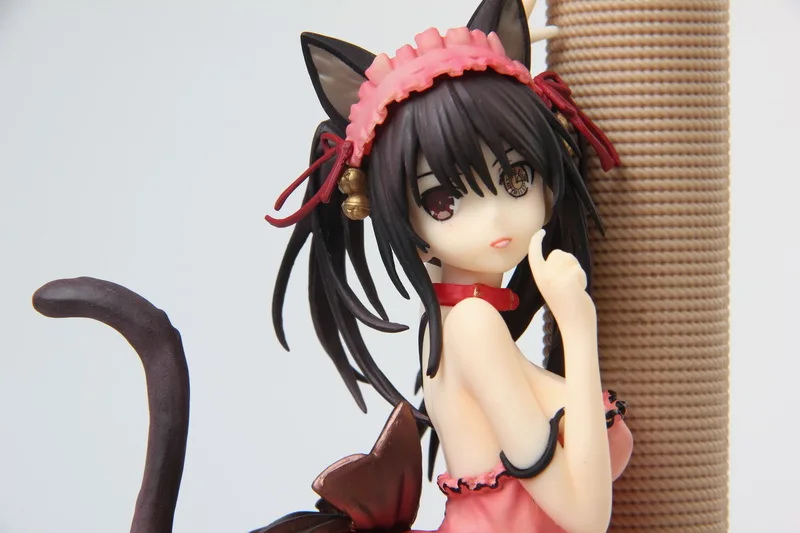

24cm Tokisaki Kurumi Figure Figure Dress Cat Ver. Nightmare Anime Date A Live PVC Model Toys Nekomusume Sexy KADOKAWA Toy