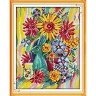 Набор для вышивки крестиком с изображением кролика и цветов, 14 карат, 11 карат