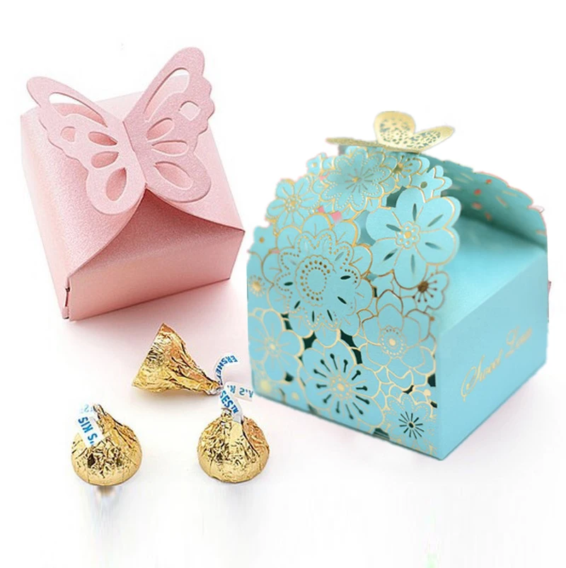 

50PCS Wedding Candy Box Butterfly Gift Boxes Happy Birthday Baby Shower Paper Packaging Chocolate Box Christmas Party Supplies