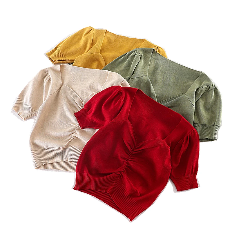 Женская футболка с V образным вырезом коротким рукавом|Футболки| |