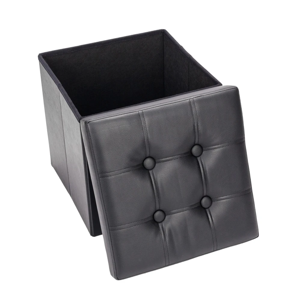 

Storage Stool Folding Ottoman Chairs Organizer Box Surface Line Footstool PVC Leather Square Shape Home Decoration