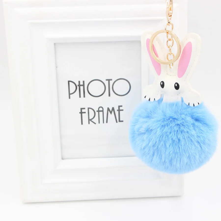 

Cartoon Rabbit Key Chains Fox Hair Fluffy Balls Keyring Bags Pendants Decoration for Girls Jewelry Ornaments Kids Toys
