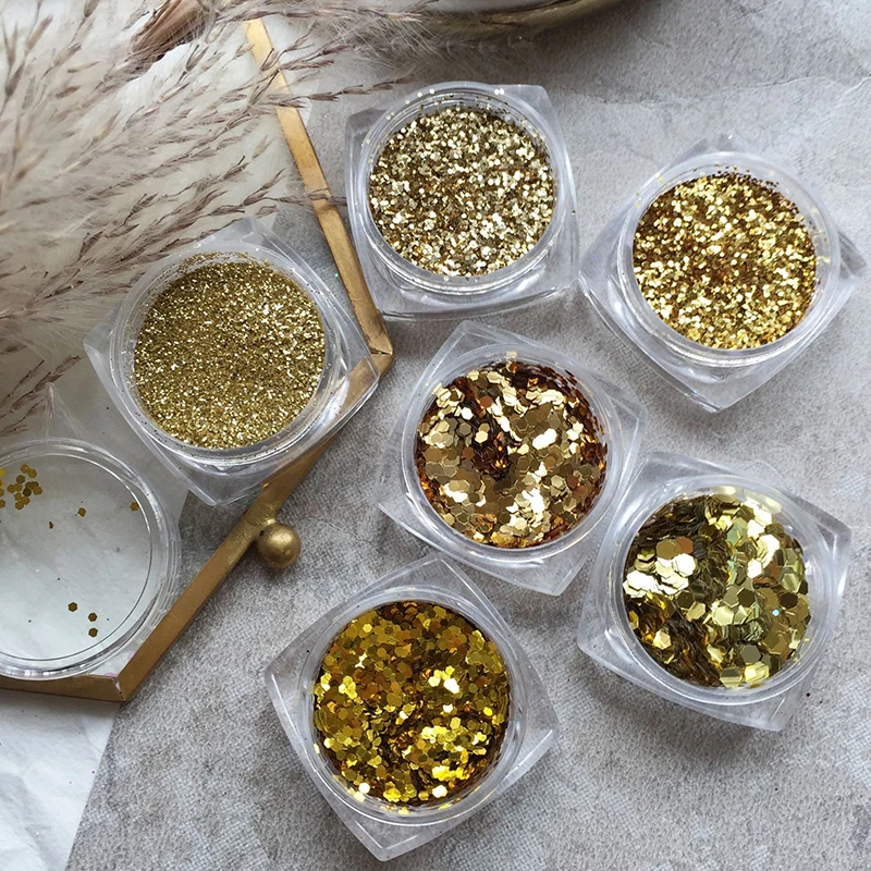 

1Set Gold Color Glitter Powder,Fine Glitter For Jewelry Diy Silicone,Sliver Nail Glitter Powder Shiny Powder For Nail art Decora