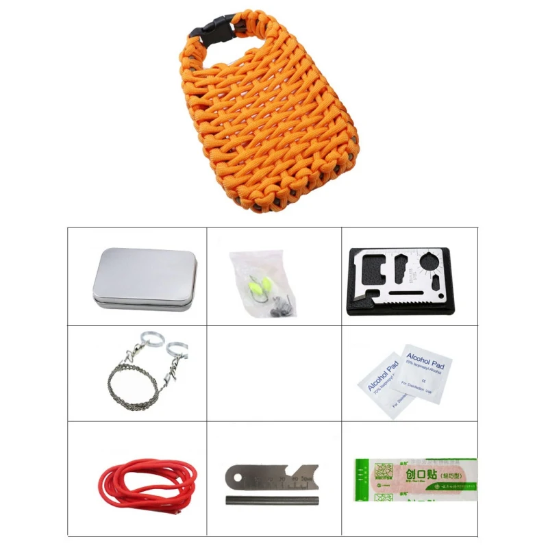 1pc Outdoor Survival Bag Paracord First Aid Set Multifunctional EDC Kits Emergency Fishing Accessories Camping Equipment New |